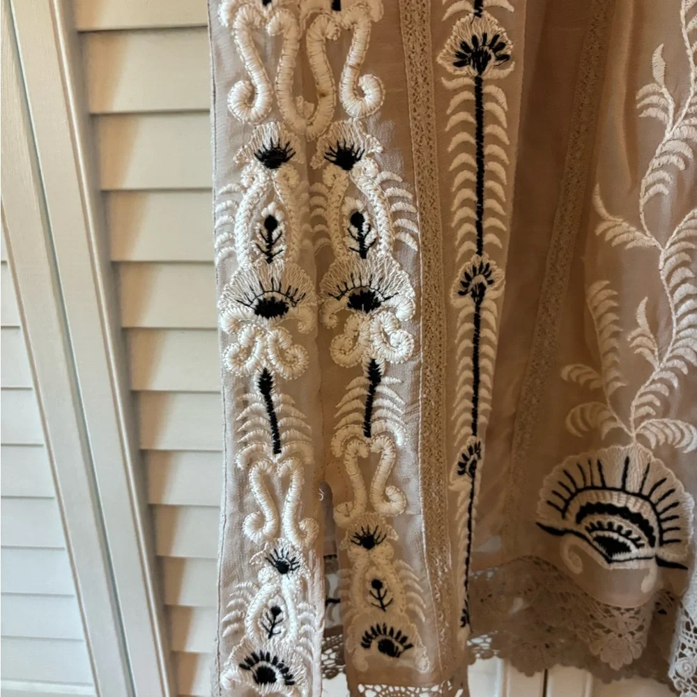 Maeve Beige Embroidered Slip Dress - Picture 7 of 13